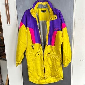 Vintage 80’s Nevica Yellow, Purple & Pink ski jacket